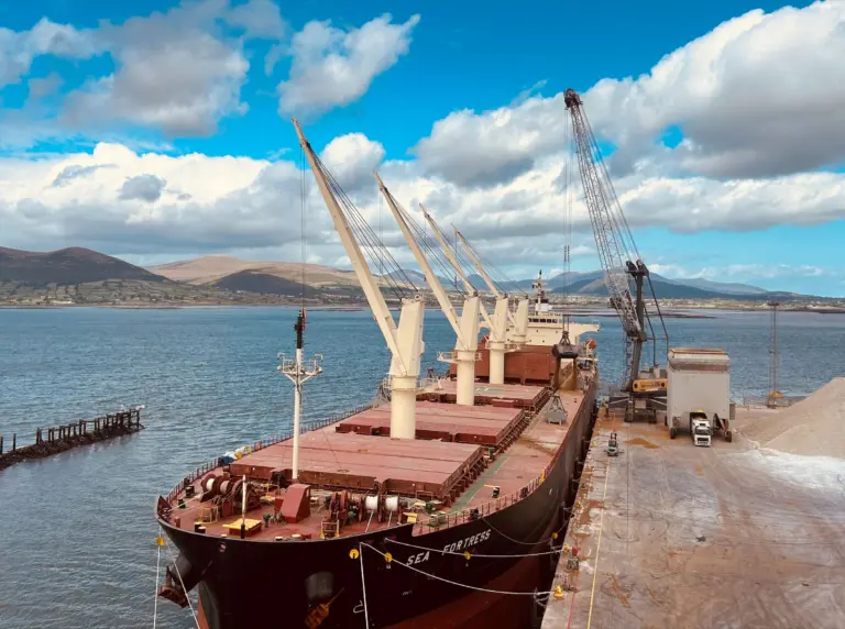 mobile harbour crane and ship alongside at Greenore Port