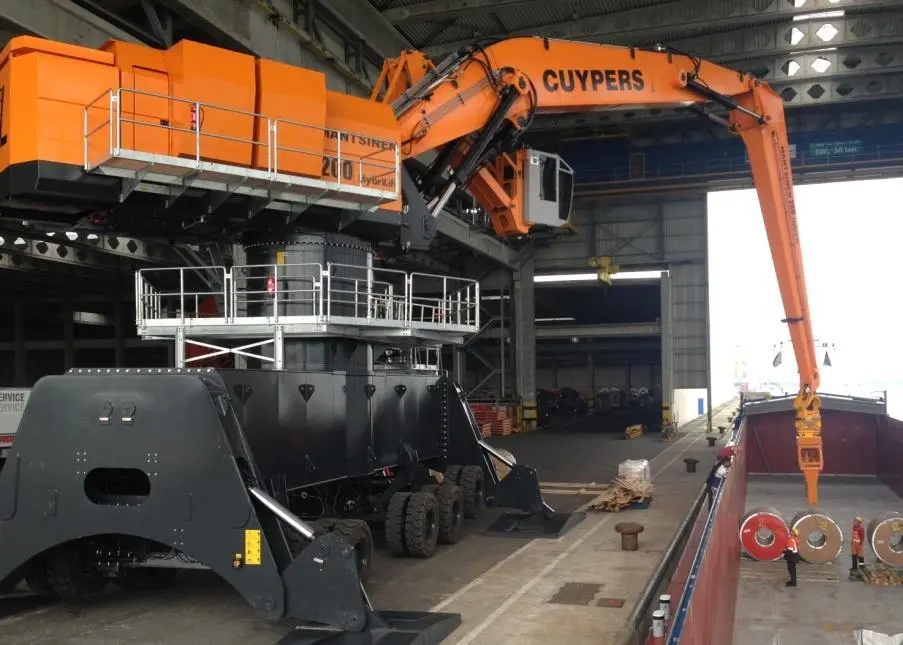 Heavy lift: The Mantsinen 200 M HybriLift is a mobile hydraulic harbour crane mounted on a wheel based undercarriage