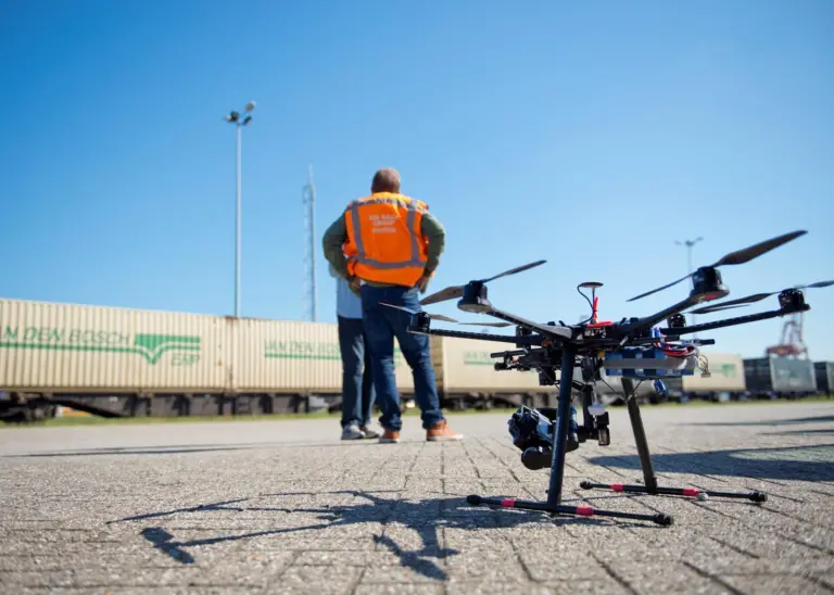 Flight mode: IoT could be harnessed in drones to assess quay damage after a vessel collision. Credit: Merlijn Hoek