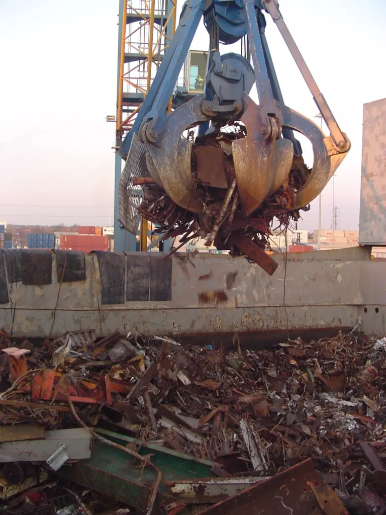 Uplifting: large capacity grabs make light work of scrap handling: Credit: Solent Stevedores S Norton