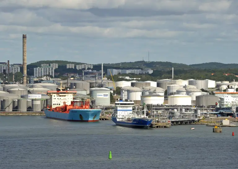 The Port of Gothenburg handles more than 20 million tonnes of oil and other energy products and is the site of the largest storage facility in Sweden
