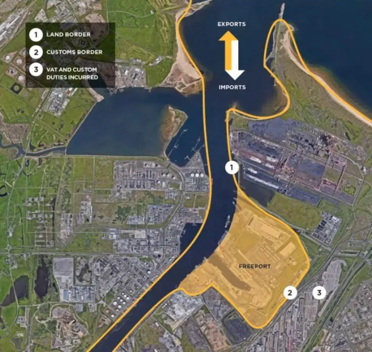 A screengrab from Policy North's report showing the free port graphic