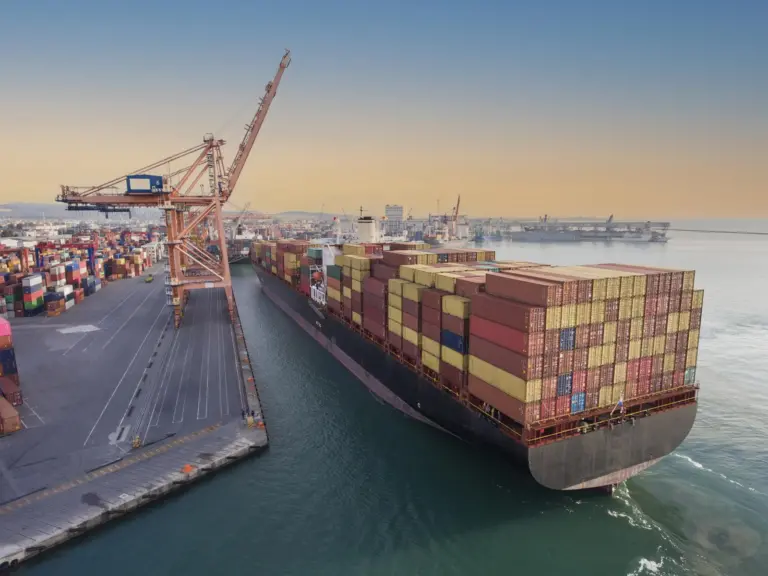 Container ship at port
