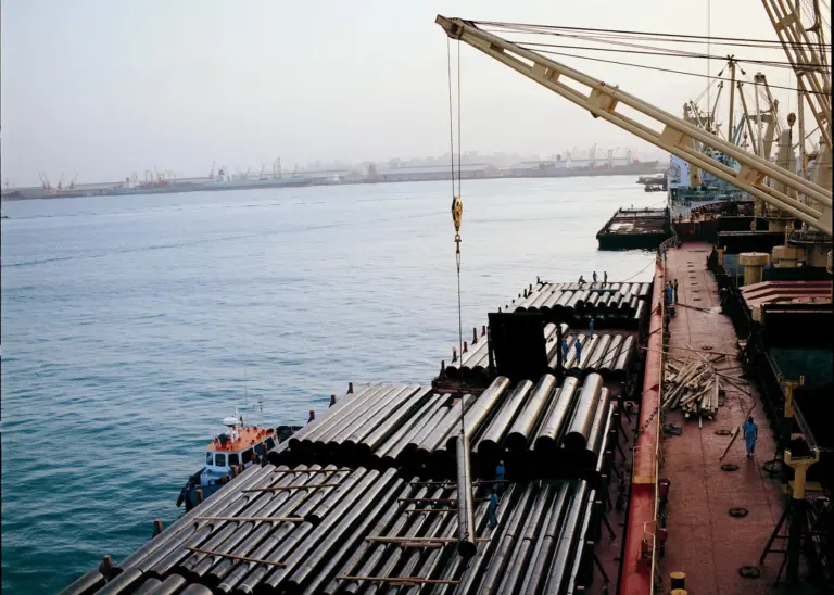 Cargo operations underway in the port