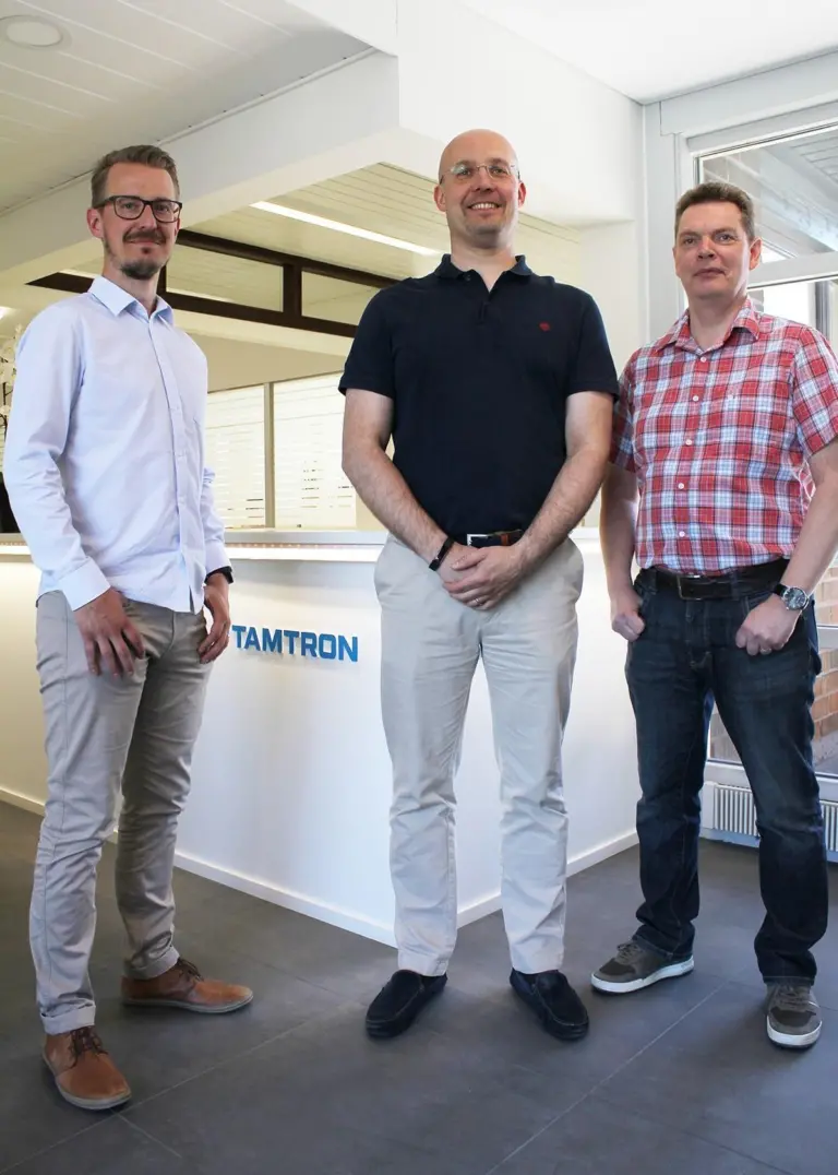 From left: Tamtron sales manager Markus Ritala, Tamtron chief executive Mikko Keskinen and Tamtron key account manager Eero Hiltunen Photo: Tamtron