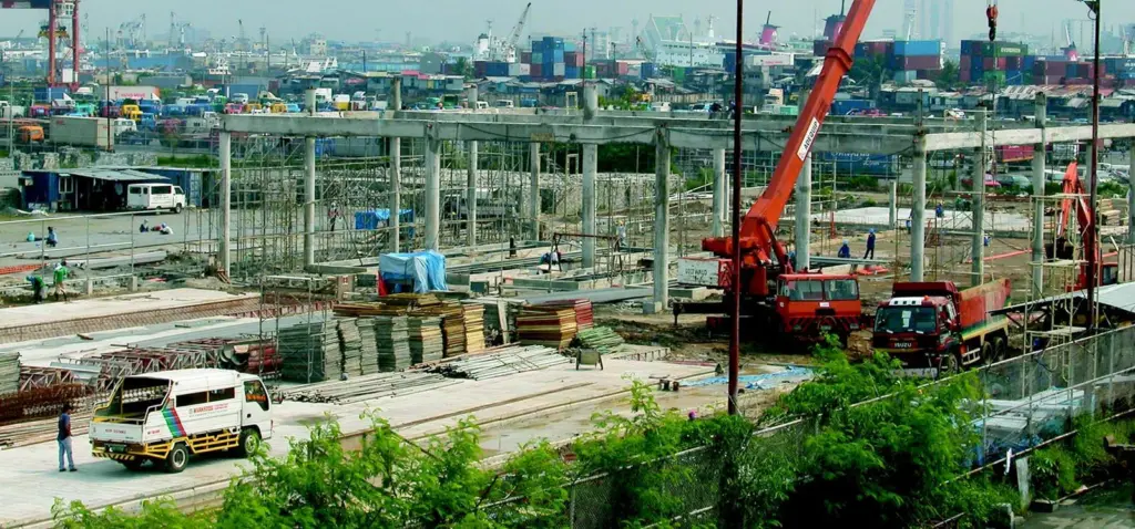 MICTs new gate system under construction: each container will pass through a radiation detecting portal