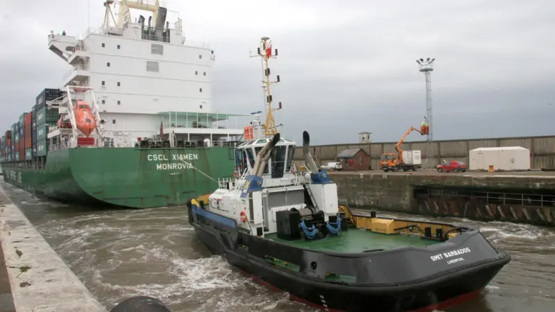 Port Strategy: Smit Barbados, seen here working in Liverpool, is one of a series of new 60 tonne bp tugs of the same design currently entering service