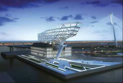 Artists impression of the Antwerp Port Authority building.