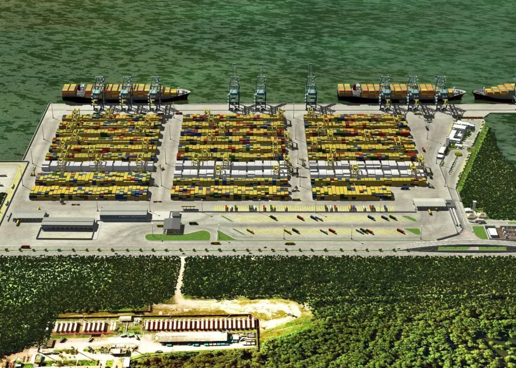 An image of how the new container terminal in Santos will be when completed