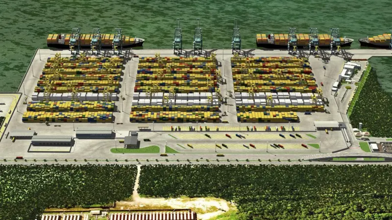 An image of how the new container terminal in Santos will be when completed