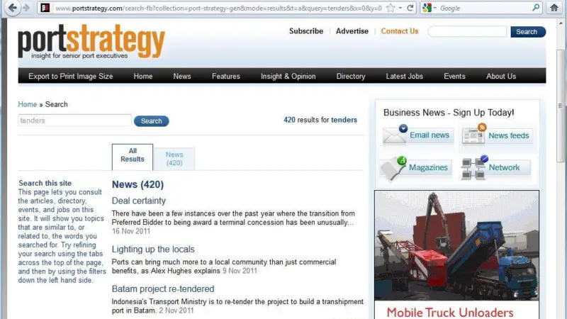 Enhanced search to benefit portstrategy.com users