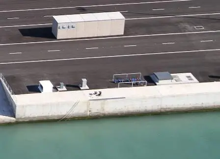 Detail of ship-to-shore connections in Rota Naval Base