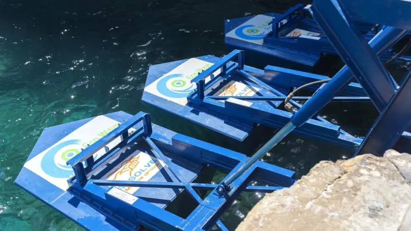 Three of the Eco Wave Power Floaters