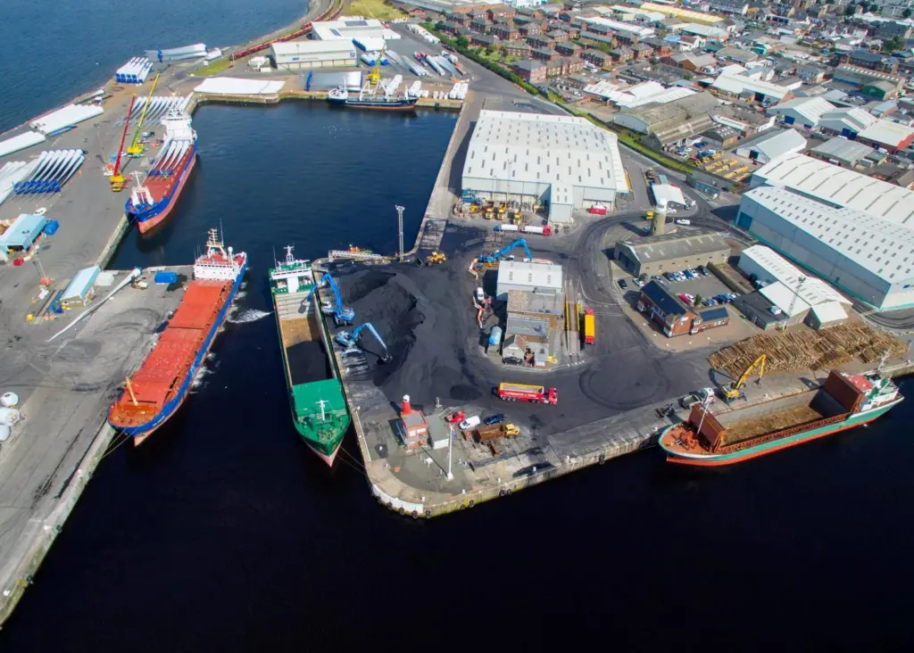 The Port of Ayr saw its busiest day in 25 years on 18 August 2016. Photo: Eddie Allison, Advanced Aerial Media