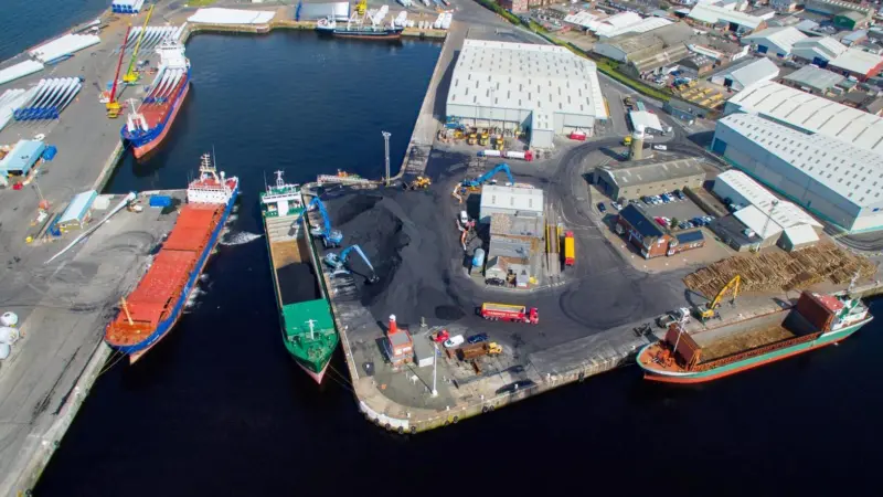 The Port of Ayr saw its busiest day in 25 years on 18 August 2016. Photo: Eddie Allison, Advanced Aerial Media