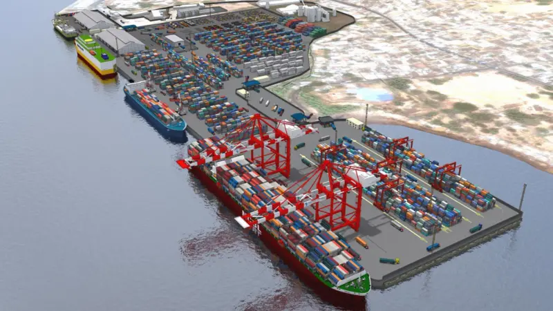Extension works are underway at the Port of Freetown.