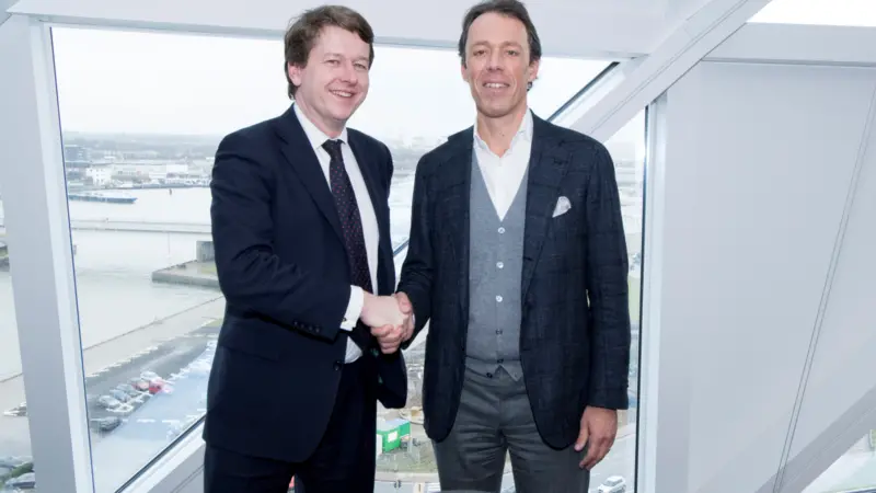 Robin Walker, the UK’s Undersecretary of State for the Department for Exiting the European Union (L), with Jacques Vandermeiren, Antwerp Port Authority chief executive (R). Image credit: Antwerp Port Authority
