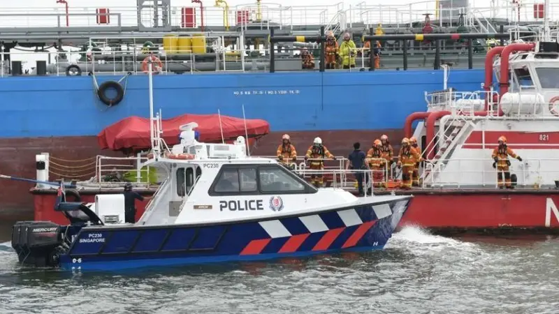 Exercise CHEMSPILL 2018 simulated a collision between a fully laden chemical tanker and a product tanker Photo: MPA