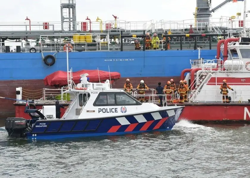 Exercise CHEMSPILL 2018 simulated a collision between a fully laden chemical tanker and a product tanker Photo: MPA