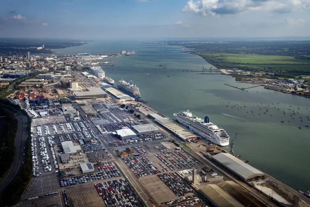 Six cruise ships docked in the Port of Southampton