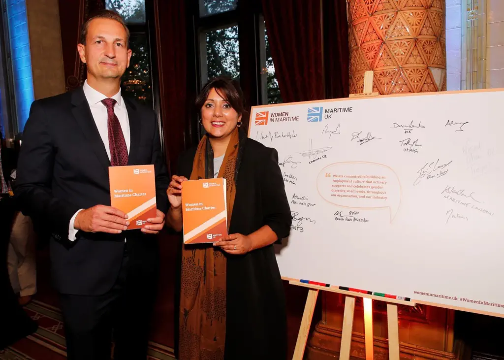 From left: Henrik Pedersen with Nusrat Ghani, the UK's Parliamentary Under-Secretary of State for Transport, at the launch event