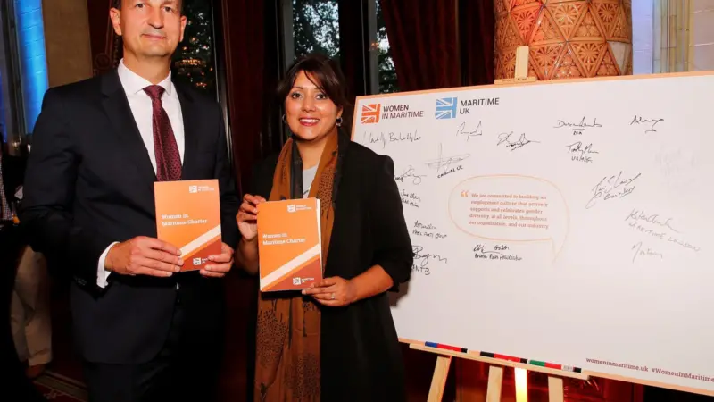 From left: Henrik Pedersen with Nusrat Ghani, the UK's Parliamentary Under-Secretary of State for Transport, at the launch event