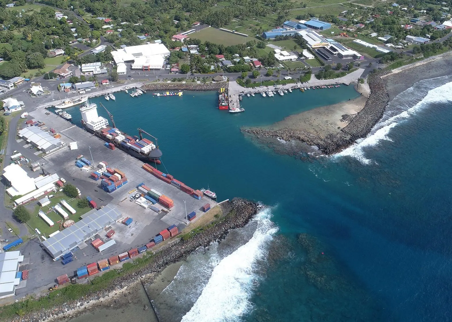 Aerial view of Avatiu Harbour.