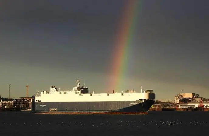 The Port of Southampton in a winter storm Photo: Andrew Pearson