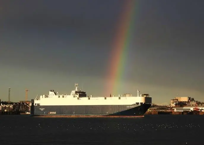 The Port of Southampton in a winter storm Photo: Andrew Pearson