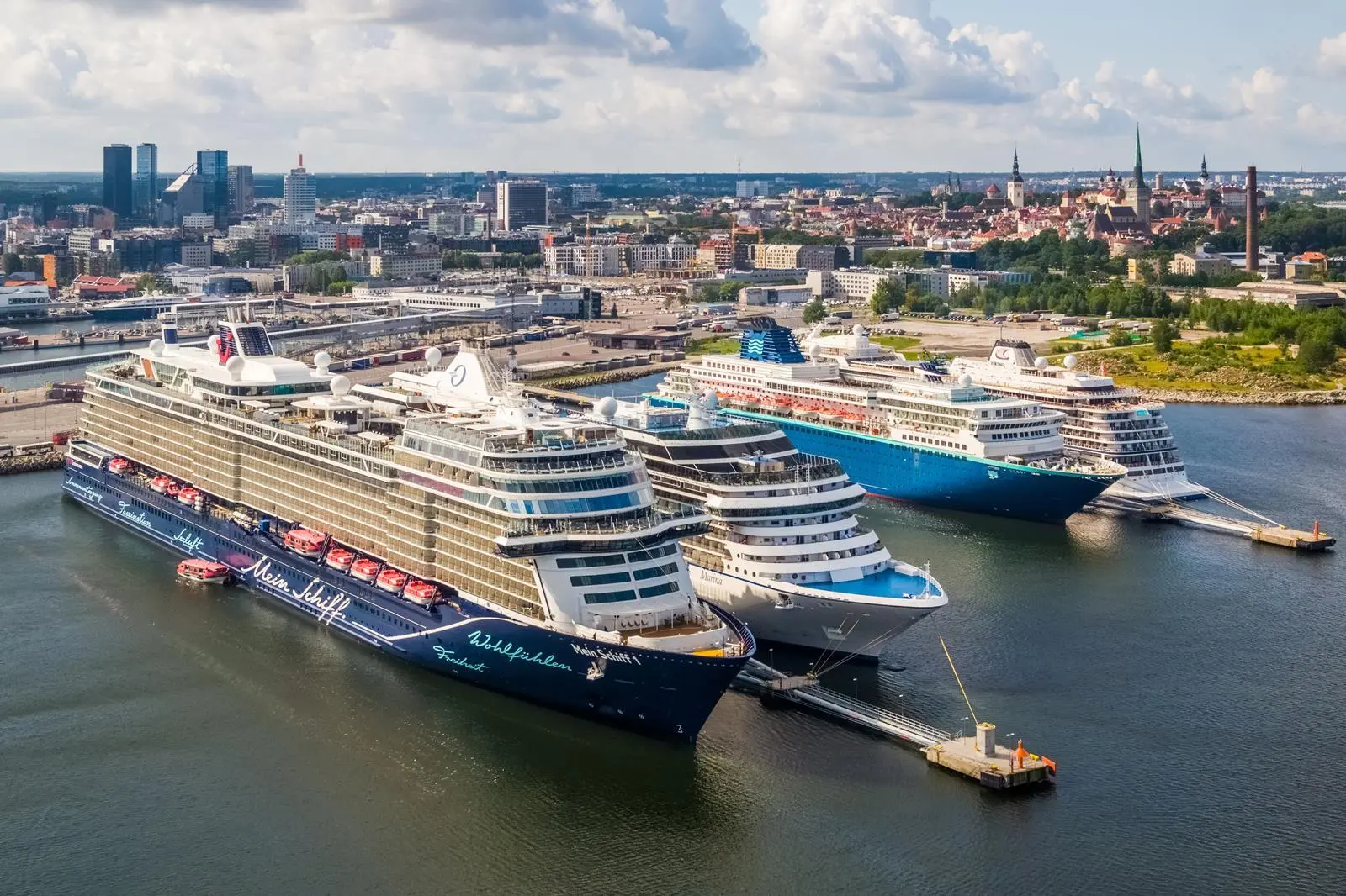 Cruise ships at berth in the Port of Tallinn.