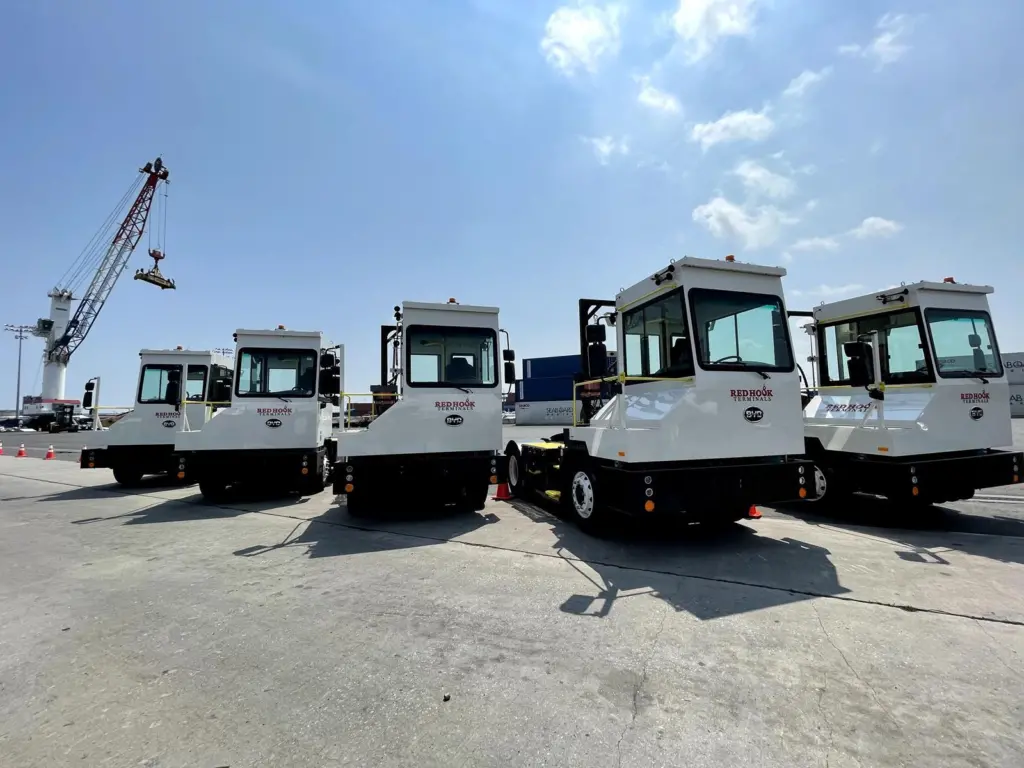 The BYD 8Y Trucks in operation at Red Hook