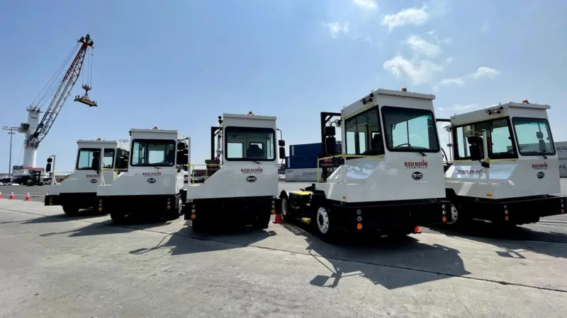 The BYD 8Y Trucks in operation at Red Hook