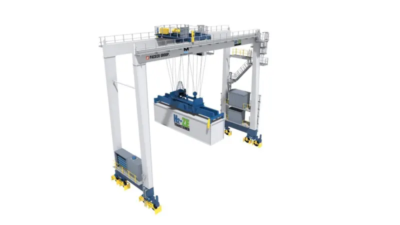 Paceco-Mitsui NZE (near-zero-emission) Transtainer RTGs are designed with a small diesel engine genset that can be easily converted to hydrogen power