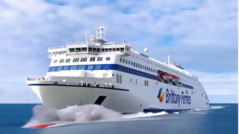 An artist impression of Brittany Ferries’ newbuild hybrids