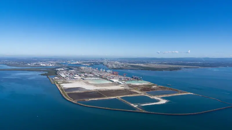 An aerial view of the Port of Brisbane