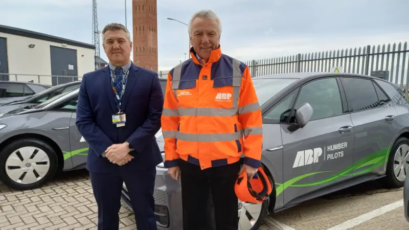 The fleet of new Volkswagen ID.3 electric cars being trialled by the Humber Marine Pilots