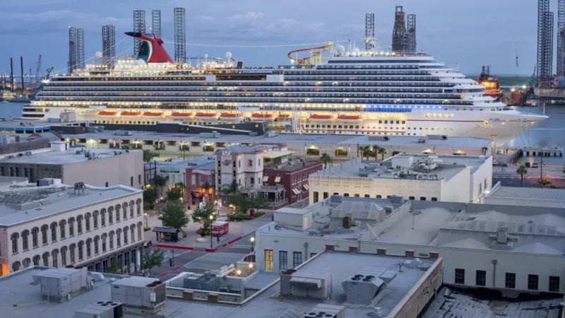 A Carnival Cruise Line ship berthed at Cruise Terminal 25.