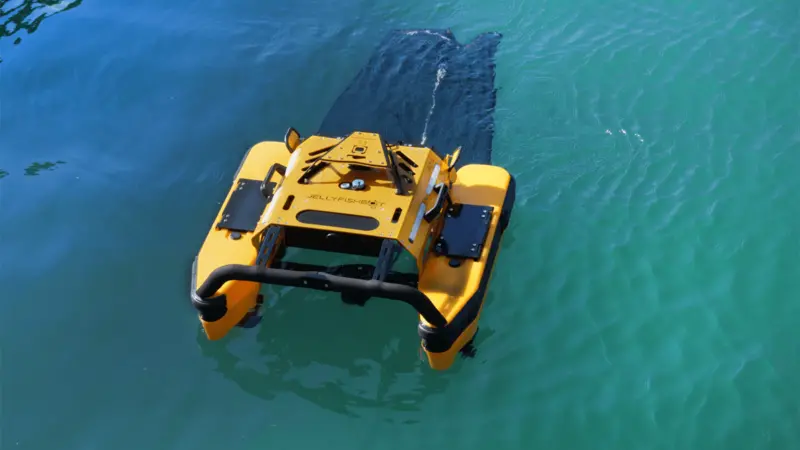 The Jellyfishbot can clean microplastics, oil, debris and almost any type of floating waste from waterways