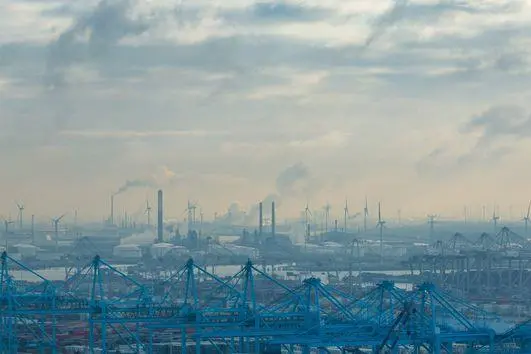 A view of the Maasvlakte and its power plants