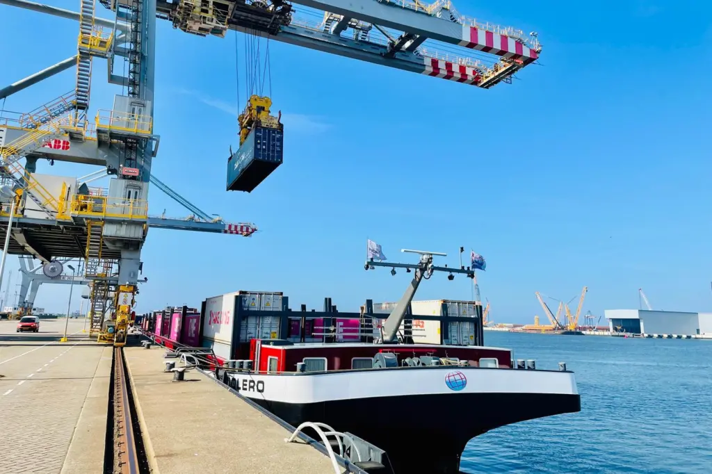 Barge docked at DP World terminal