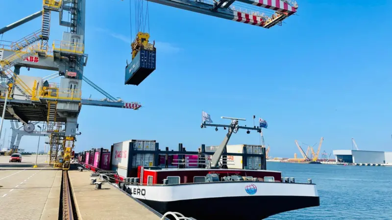 Barge docked at DP World terminal
