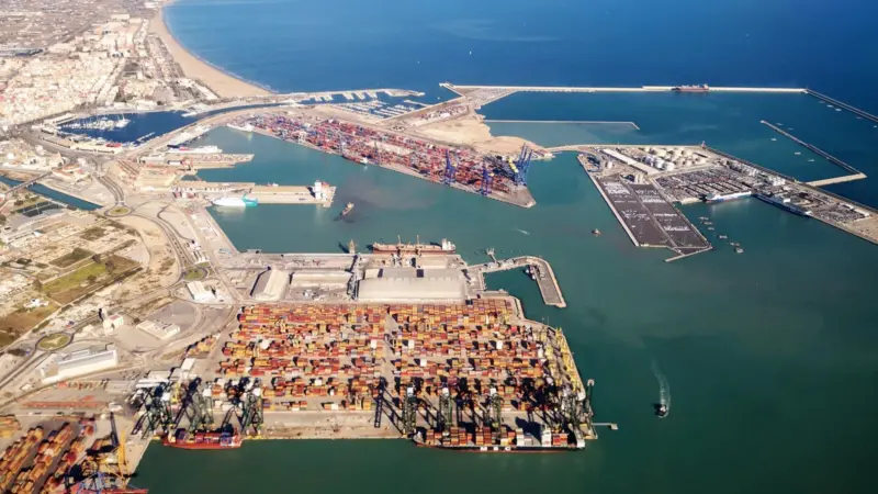 aerial view of the Port of Valencia in Spain