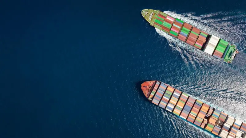 Two container ships at sea