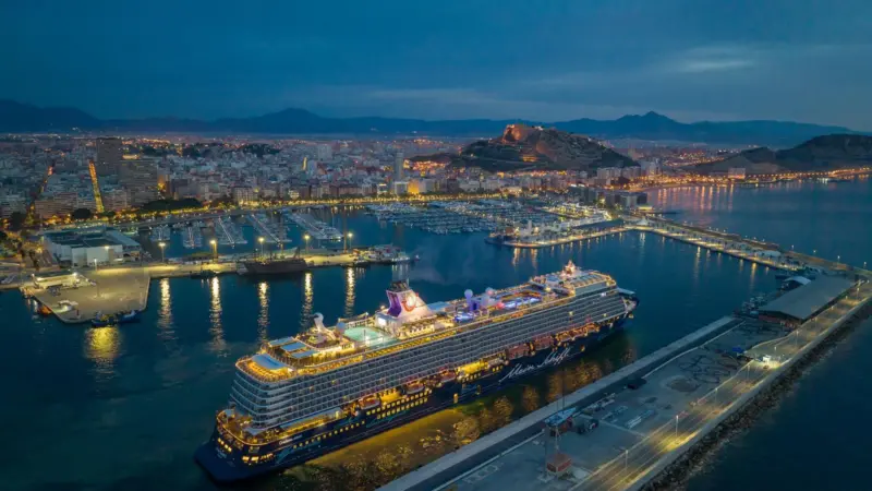Alicante Cruise Port terminal with the city in the background