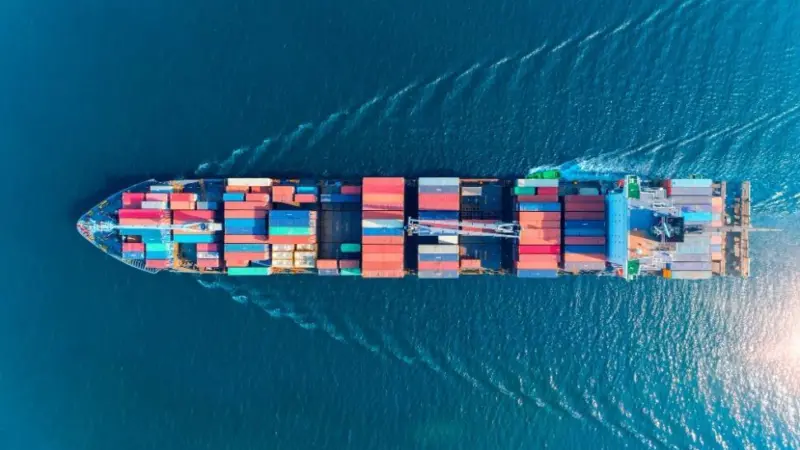 Cargo ship at sea