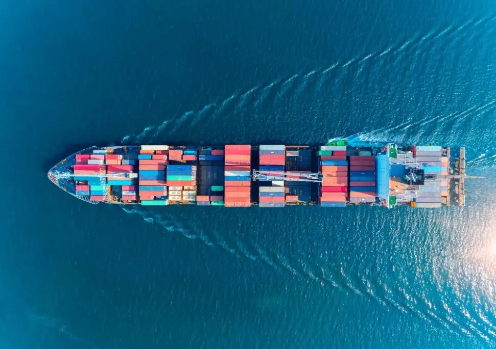 Cargo ship at sea