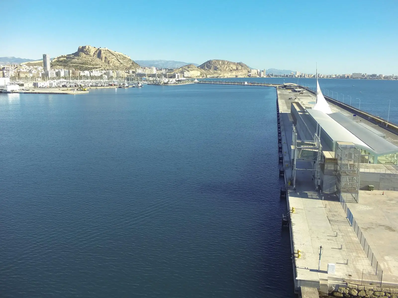 View from the Alicante Cruise Port Terminal over the docks of Alicante.