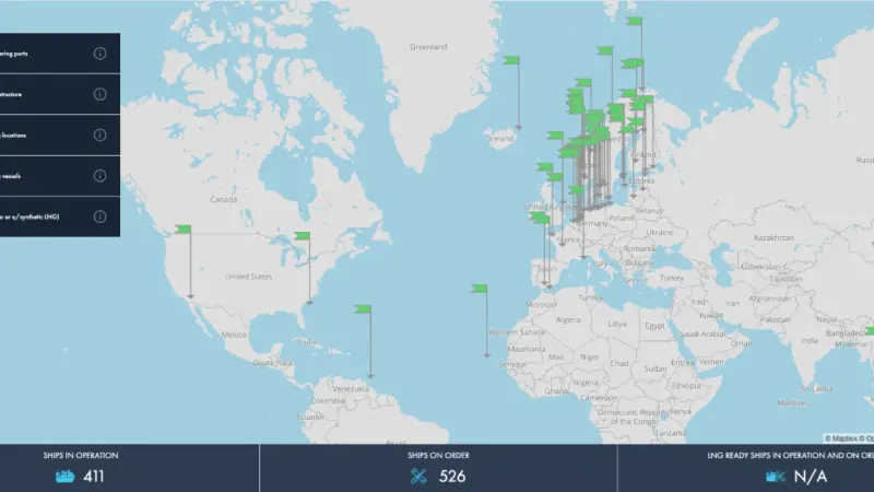 Bio-LNG bunkering availability map
