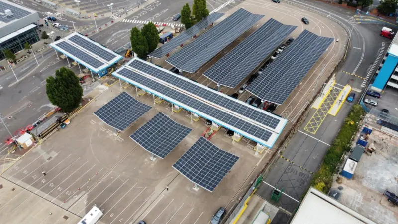 Solar canopies at Portsmouth International Port