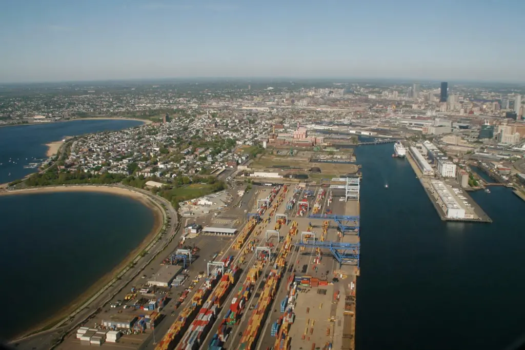 Aerial view of Boston harbour